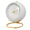 Scandinavian Round Metal Table Alarm Clock with Luminous Hands for Bedside