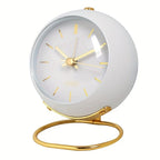 Scandinavian Round Metal Table Alarm Clock with Luminous Hands for Bedside