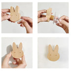 Scandinavian Wooden Animal Wall Hook for Kids Room with Screw or Suction Mount