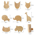 Scandinavian Wooden Animal Wall Hook for Kids Room with Screw or Suction Mount