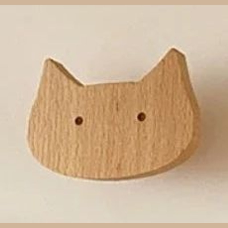 Scandinavian Wooden Animal Wall Hook for Kids Room with Screw or Suction Mount