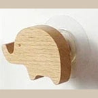 Scandinavian Wooden Animal Wall Hook for Kids Room with Screw or Suction Mount