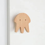 Scandinavian Wooden Animal Wall Hook for Kids Room with Screw or Suction Mount