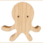 Scandinavian Wooden Animal Wall Hook for Kids Room with Screw or Suction Mount