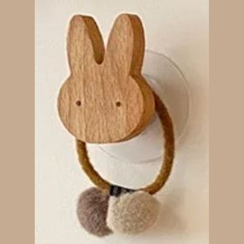 Scandinavian Wooden Animal Wall Hook for Kids Room with Screw or Suction Mount