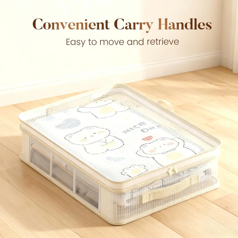 See Through Mesh Storage Bag with Lid and Carry Handles for Wardrobe Organising