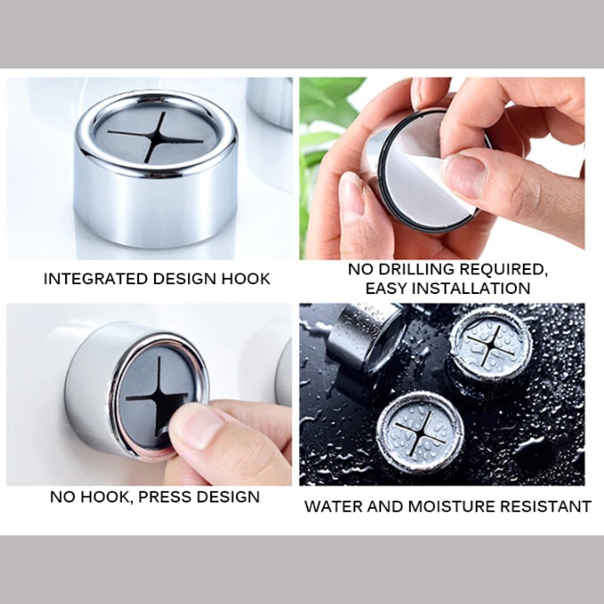 Self Adhesive Tea Towel Holder Set with Push In Grip for Kitchen and Bathroom