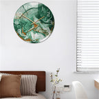 Silent Marble Effect Wall Clock with Glossy Domed Face for Living Room