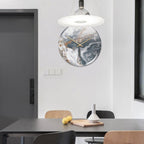Silent Marble Effect Wall Clock with Glossy Domed Face for Living Room