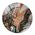 Silent Marble Effect Wall Clock with Glossy Domed Face for Living Room
