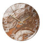 Silent Marble Effect Wall Clock with Glossy Domed Face for Living Room