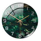 Silent Marble Effect Wall Clock with Glossy Domed Face for Living Room