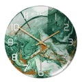 Silent Marble Effect Wall Clock with Glossy Domed Face for Living Room