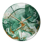 Silent Marble Effect Wall Clock with Glossy Domed Face for Living Room