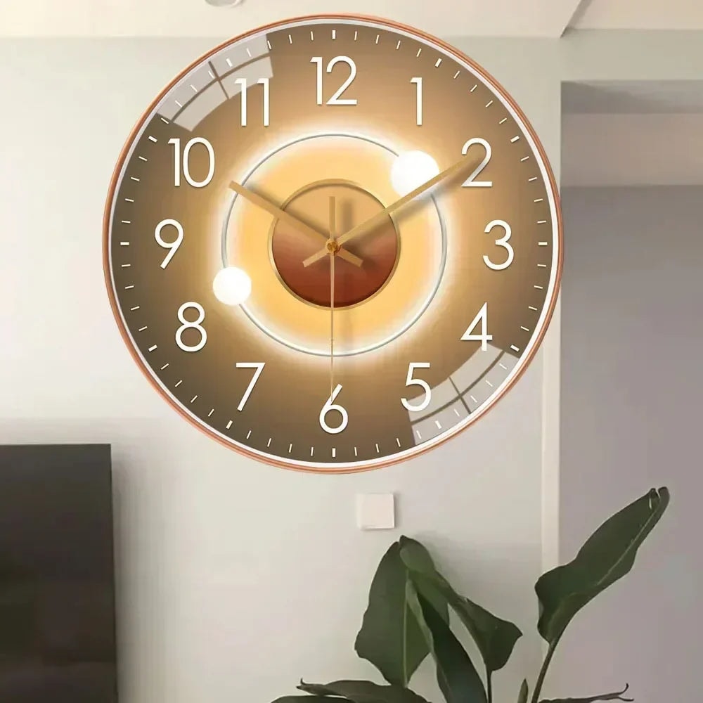 Silent Non Ticking Modern Wall Clock with Glass Cover and Abstract Art Dial