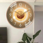 Silent Non Ticking Modern Wall Clock with Glass Cover and Abstract Art Dial