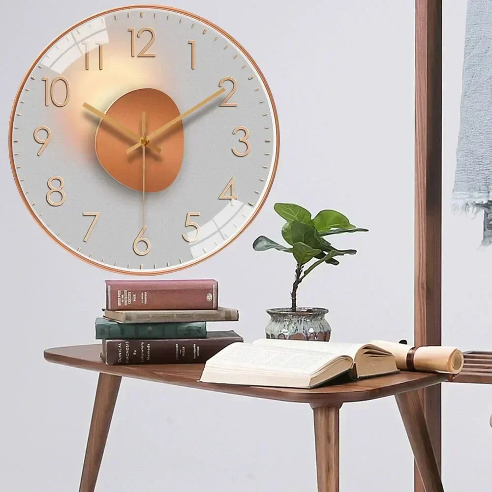 Silent Non Ticking Modern Wall Clock with Glass Cover and Abstract Art Dial