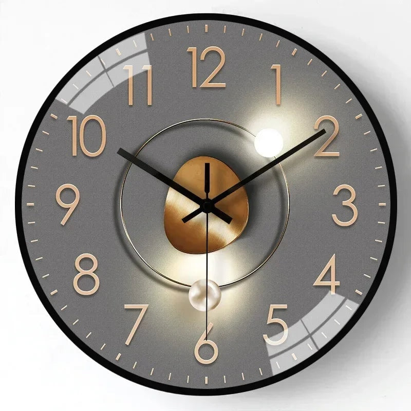 Silent Non Ticking Modern Wall Clock with Glass Cover and Abstract Art Dial
