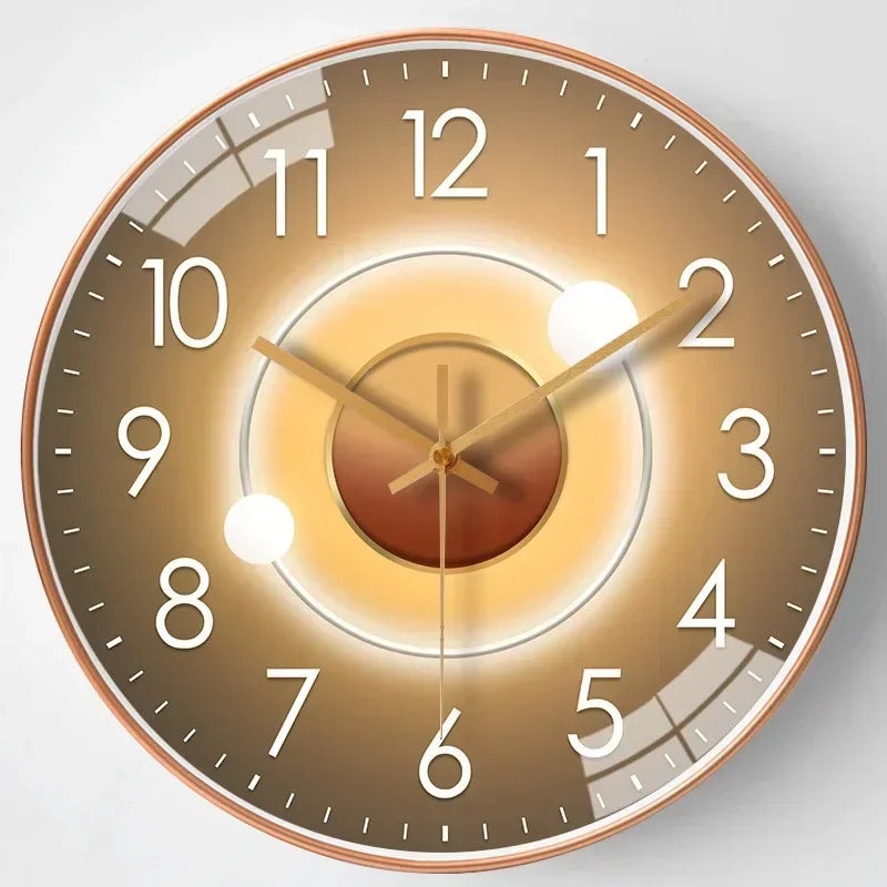 Silent Non Ticking Modern Wall Clock with Glass Cover and Abstract Art Dial