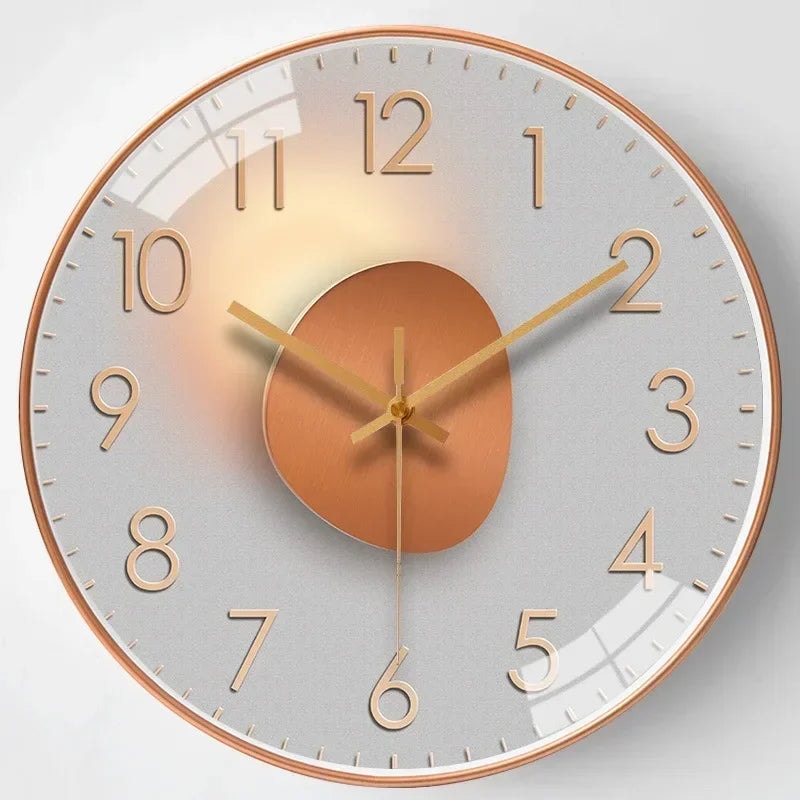 Silent Non Ticking Modern Wall Clock with Glass Cover and Abstract Art Dial