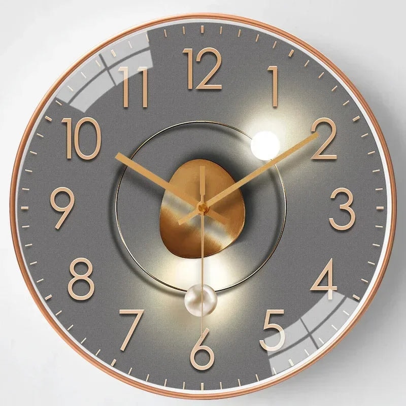 Silent Non Ticking Modern Wall Clock with Glass Cover and Abstract Art Dial