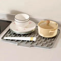 Silicone Dish Drying Mat with Raised Ridges and Drain Lip for Kitchen Worktops
