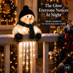 Snowman Icicle Railing Light Battery Operated Christmas Porch Decoration