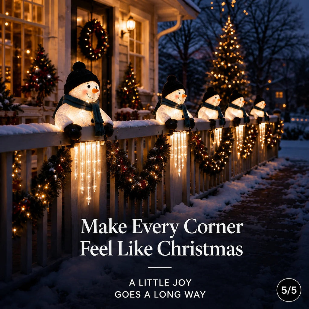 Snowman Icicle Railing Light Battery Operated Christmas Porch Decoration
