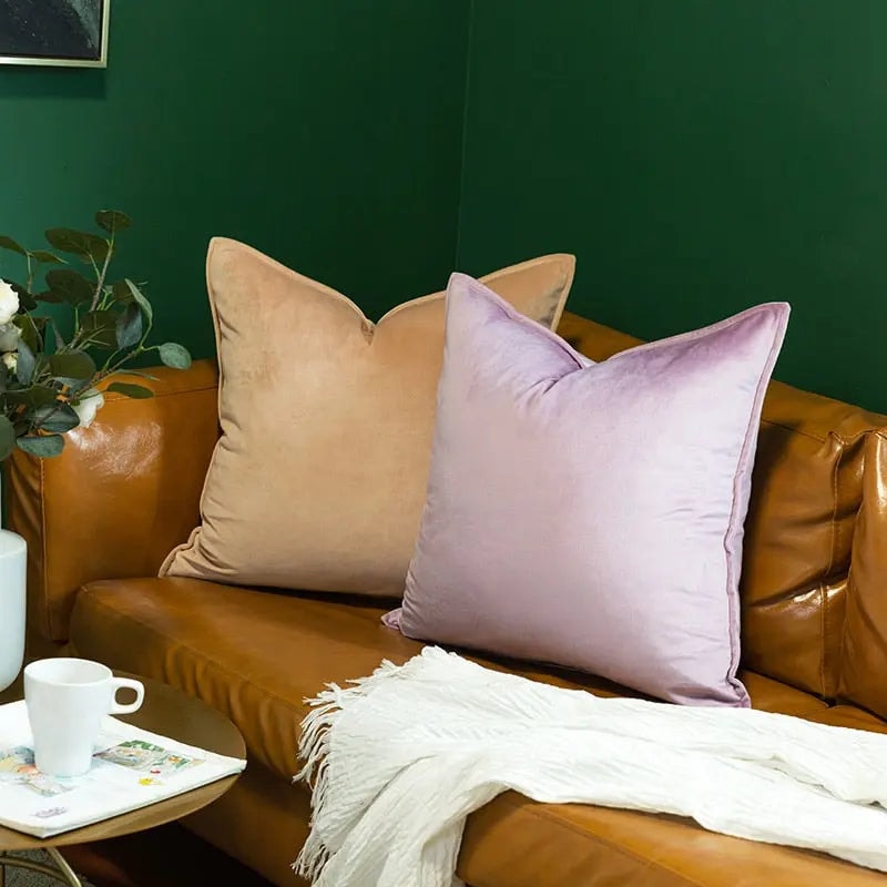 Soft Velvet Cushion Cover with Flanged Edge and Hidden Zip for Sofa