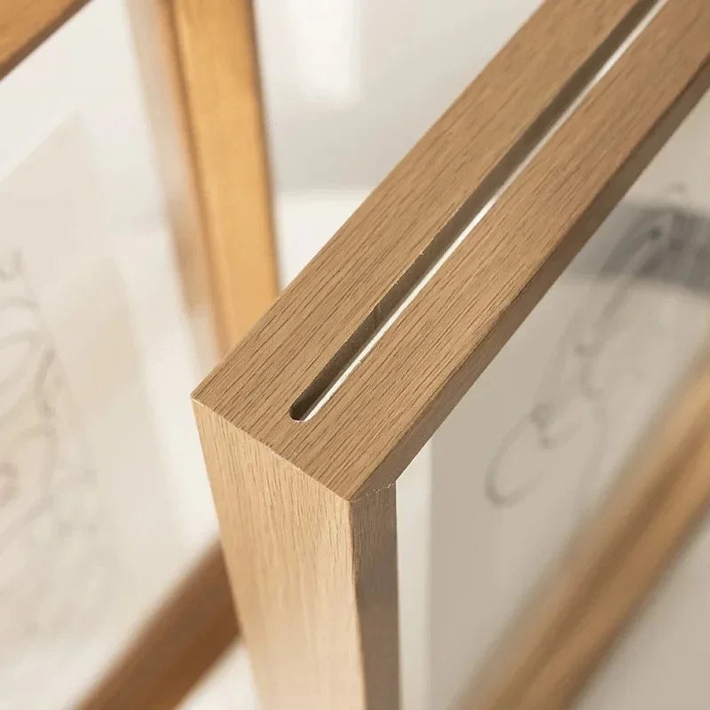 Solid Wood Floating Picture Frame with Double Clear Acrylic Panels for Artwork