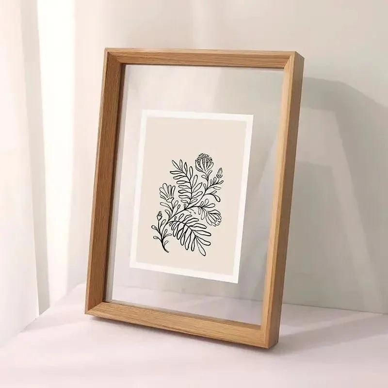 Solid Wood Floating Picture Frame with Double Clear Acrylic Panels for Artwork