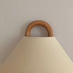 Solid Wood Ring Wall Light with Pleated or Flat Fabric Shade for Bedroom