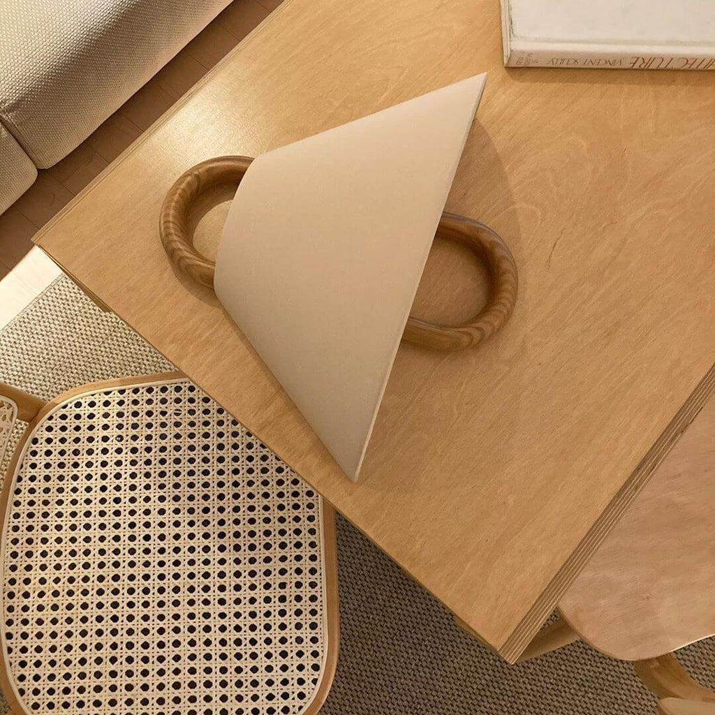 Solid Wood Ring Wall Light with Pleated or Flat Fabric Shade for Bedroom