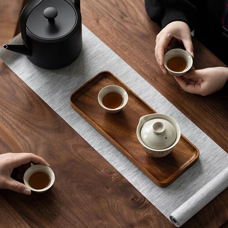 Solid Wood Serving Tray with Raised Rim | Handmade Coffee and Tea Tray