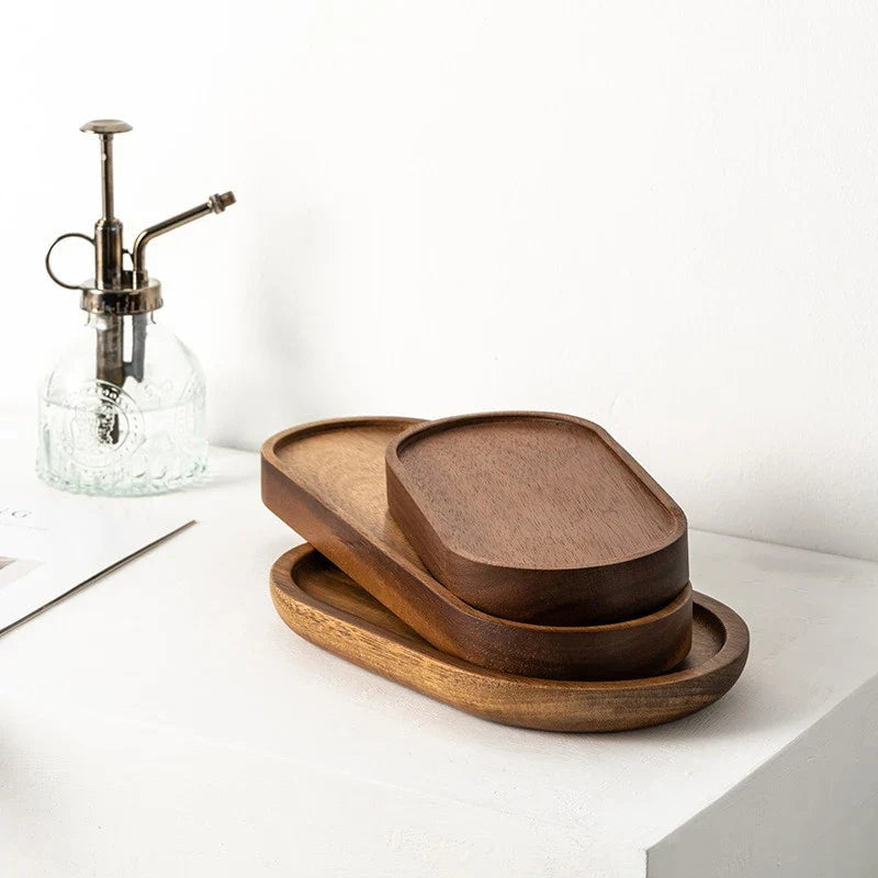 Solid Wood Serving Tray with Raised Rim | Handmade Coffee and Tea Tray