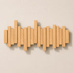 Solid Wood Wall Mounted Coat Rack with Fold Down Hooks and Staggered Slats