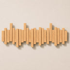 Solid Wood Wall Mounted Coat Rack with Fold Down Hooks and Staggered Slats