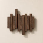 Solid Wood Wall Mounted Coat Rack with Fold Down Hooks and Staggered Slats
