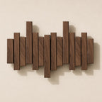 Solid Wood Wall Mounted Coat Rack with Fold Down Hooks and Staggered Slats