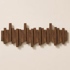 Solid Wood Wall Mounted Coat Rack with Fold Down Hooks and Staggered Slats