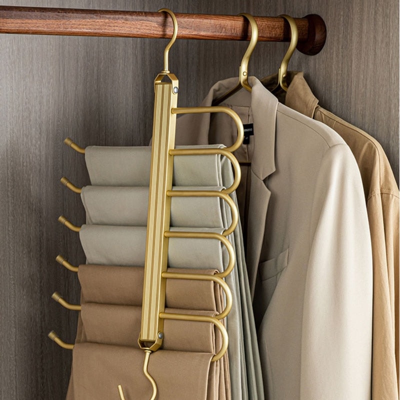 Space Saving Aluminium Trouser Hanger with Swivel Hook and Non Slip Bars