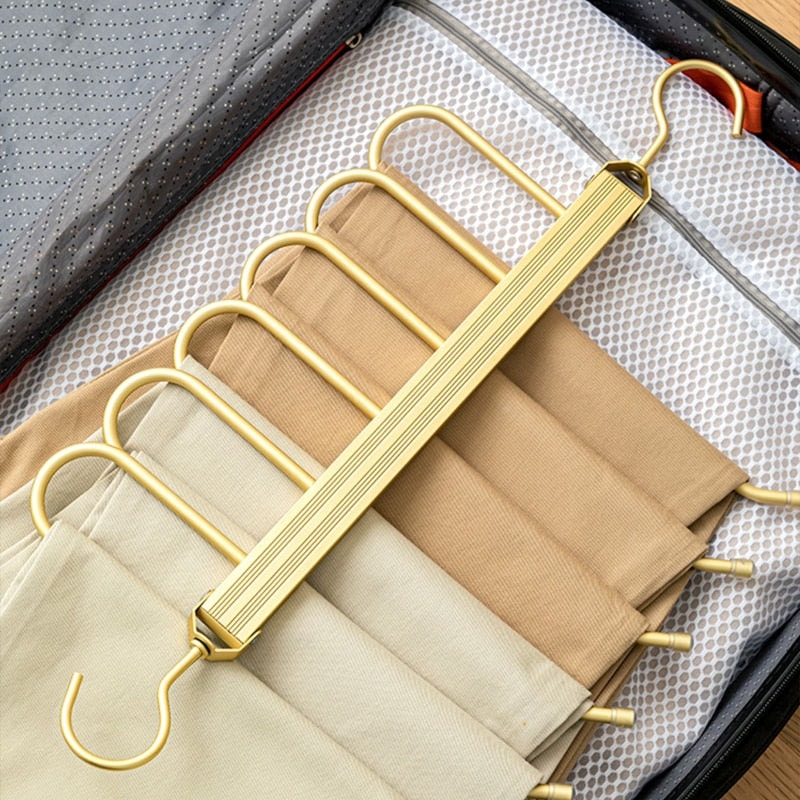 Space Saving Aluminium Trouser Hanger with Swivel Hook and Non Slip Bars