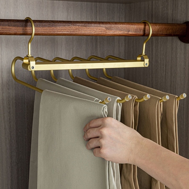 Space Saving Aluminium Trouser Hanger with Swivel Hook and Non Slip Bars
