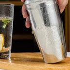 Stainless Steel Cocktail Shaker Set with Bamboo Stand | Home Bar Tool Kit