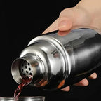 Stainless Steel Cocktail Shaker Set with Bamboo Stand | Home Bar Tool Kit