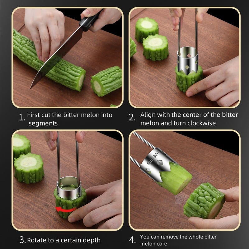 Stainless Steel Fruit and Vegetable Corer Set with Serrated Crown Blade