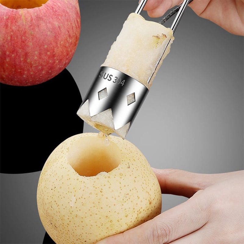 Stainless Steel Fruit and Vegetable Corer Set with Serrated Crown Blade