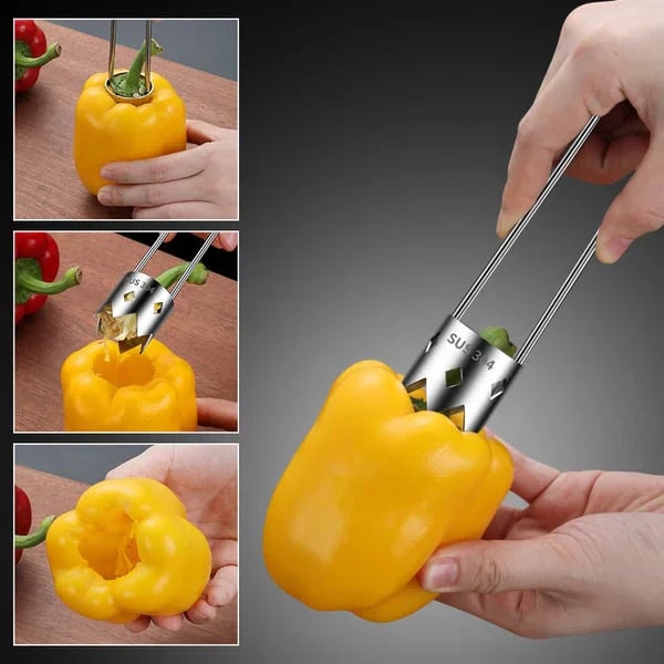 Stainless Steel Fruit and Vegetable Corer Set with Serrated Crown Blade