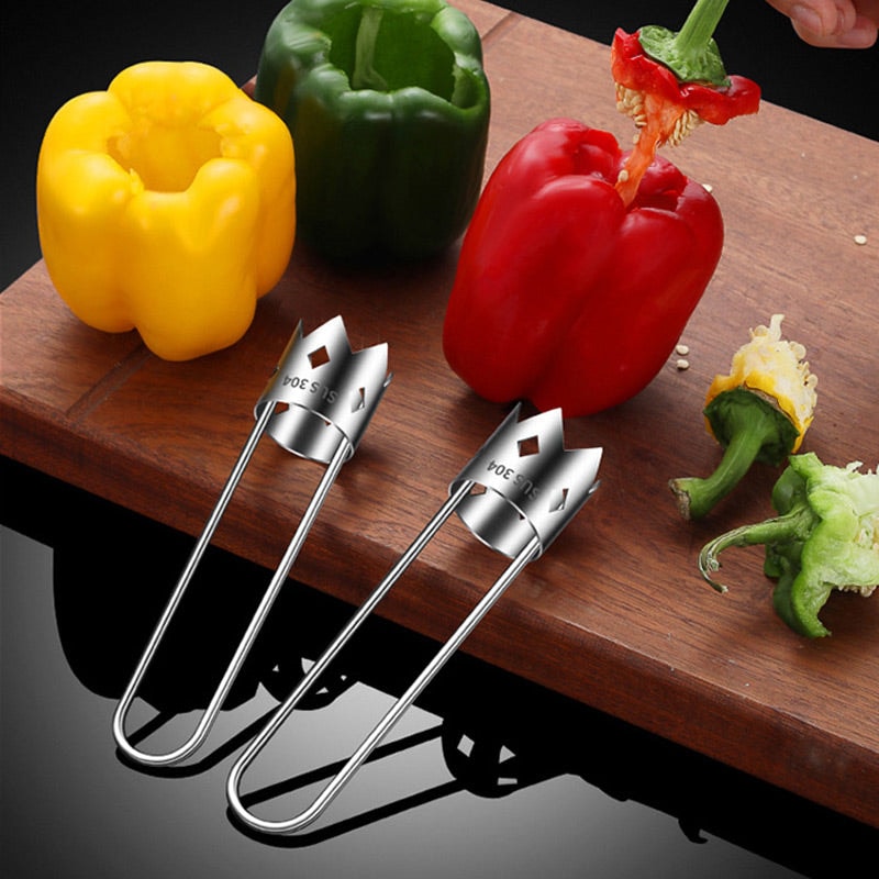 Stainless Steel Fruit and Vegetable Corer Set with Serrated Crown Blade