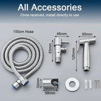 Stainless Steel Handheld Bidet Sprayer with Wall Holder and Shut Off Valve
